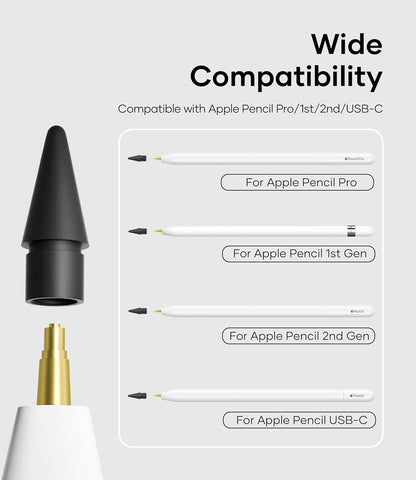 Replacement Pencil Tips for Apple Pencil Pro, Pen Tips for Apple Pencil 2nd Gen/1st Gen/USB-C, Wear-Resisting Pencil Nibs with Storage Box, Pen Nibs Set Compatible with Apple Pen (6 Pack, Black/White)