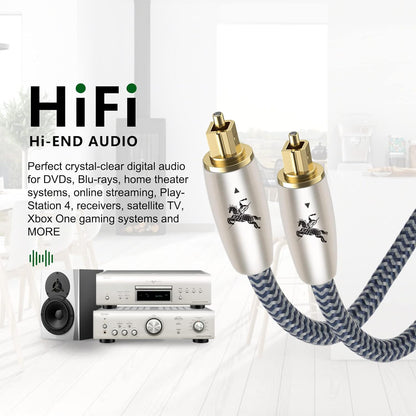 Digital Fiber Optic Audio Cable for Sound Bar Toslink Cord Male to Male 24K Gold Plated Connector Optical Audio Cable 6ft 10ft S/PDIF Glass Core, 4.9feet/1.5M IMP-2201