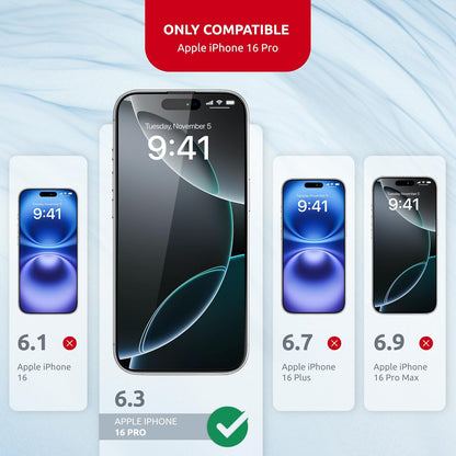 Screen Protector for iPhone 16 Pro – MagicBox Tempered Glass Screen Protector iPhone 16 Pro(2 pcs) with 2 Applicators, 9H Hardness, Oleophobic Coating - Accessories For Iphone 16Pro