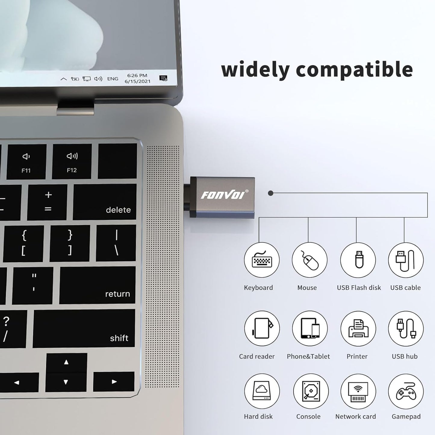 USB C to USB Adapter[4-Park], USB Type C Male to USB 3.0 Female OTG Adapter Compatible with MacBook Pro,Chromebook,Pixelbook,Microsoft,Samsung Galaxy S8 9 10 20 21 S22 Ultra Plus Note (Grey)