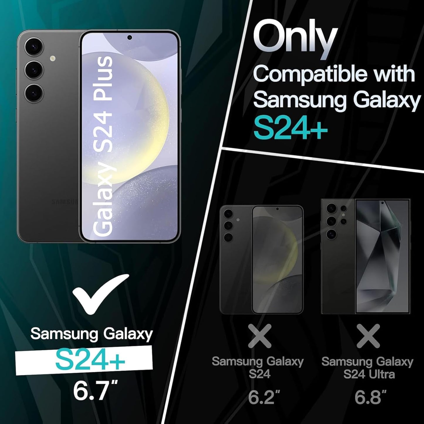 Battery Case for Galaxy S24 Plus, [12000mAh] Slim Portable Protective Fast Charging Case Backup Power Bank Battery Case Compatible with Galaxy S24 Plus-6.7 inch-Black