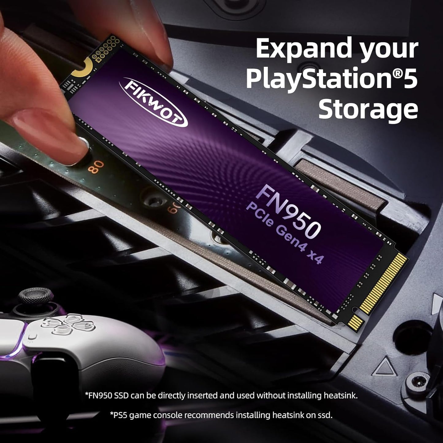 FN950 2TB NVMe SSD M.2 2280 PCIe Gen4x4, Up to 4800MB/s, Internal Solid State Drive, Configure SLC Cache, Storage and Memory Expansion for PS5 Laptop Desktop