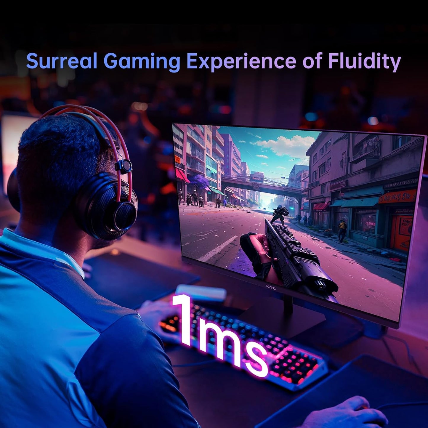 KTC 24.5'' Gaming Monitor 180Hz FHD,Fast IPS 1080P 1 ms, 128% sRGB HDR10,Freesync HDMI x 2 /DP x 1 VESA Tilt Adjustable Xbox PS5 Switch (HDMI Cable Included)