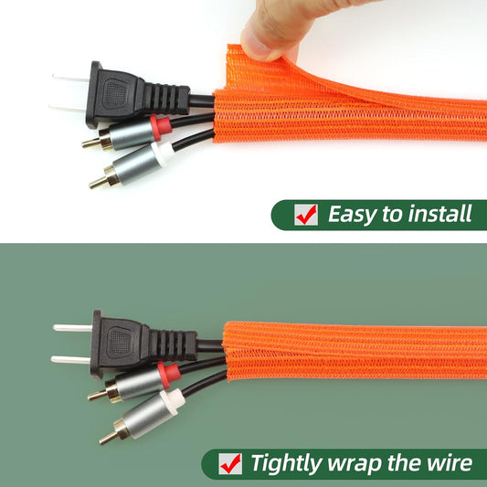 Split Wire Loom Tubing, Cable Protector Sleeve, Braided Cable Management for TV/Computer/Home Theater/Engine Bay, Cord Protectors from Pets No Chew (Orange, 1/2"-25ft)