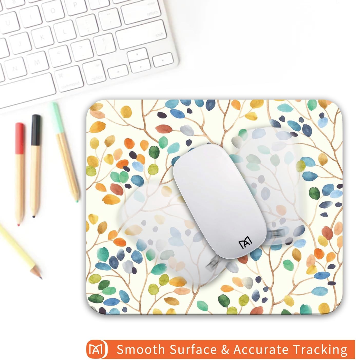 Square Mouse Pad Colorful Forest,Personalized Premium-Textured Custom Mouse Mat Design,Washable Mousepad Cloth,Non-Slip Rubber Base Computer Mouse Pads for Wireless Mouse