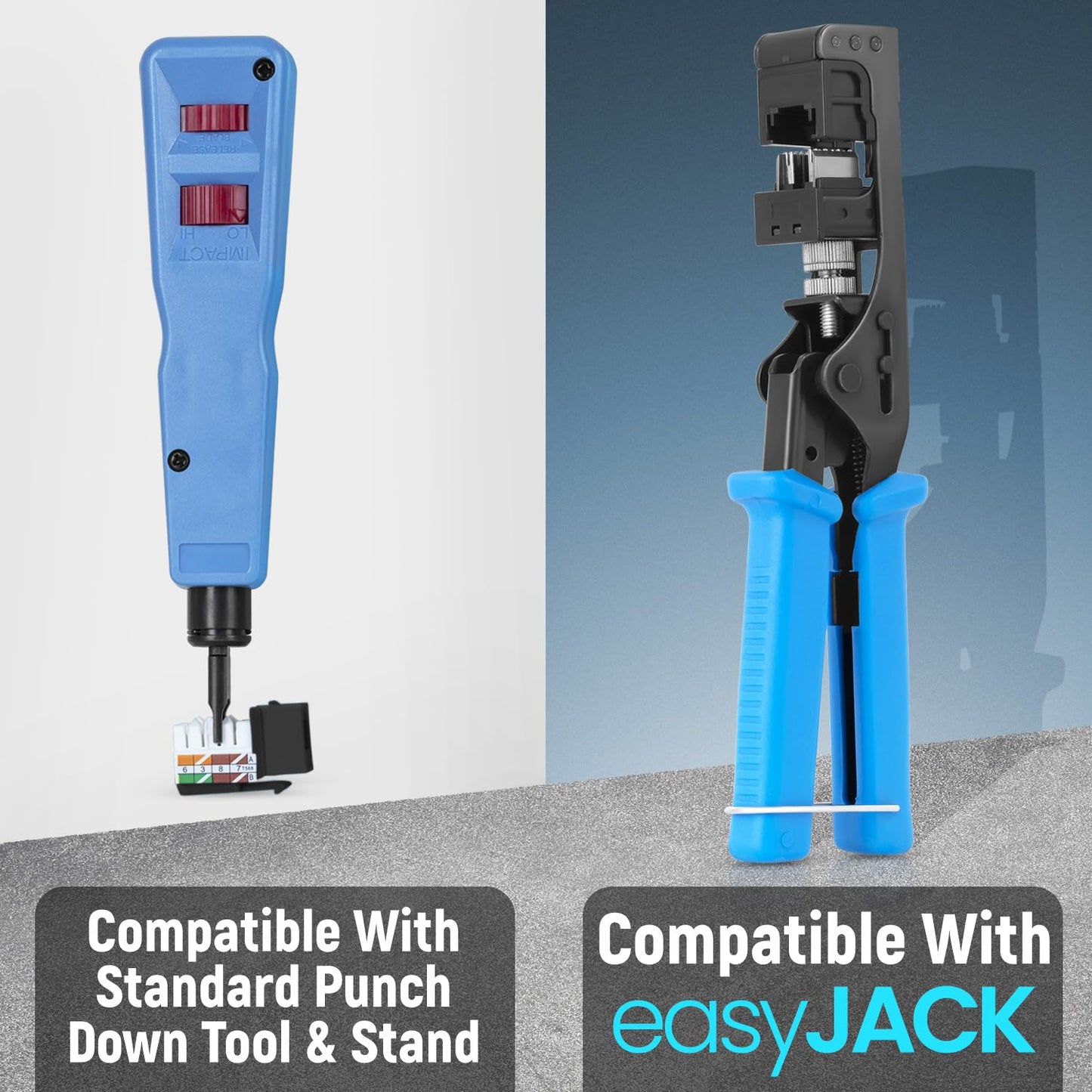 Everest 90° Angled RJ45 Cat6 Keystone Jacks 100-Pack in Black - Slim Profile Female RJ45 Connectors - Cat 6 Keystone Jack - Compatible with 90° Angled Speed Termination Tool - easyJACK (B094WB91H3)