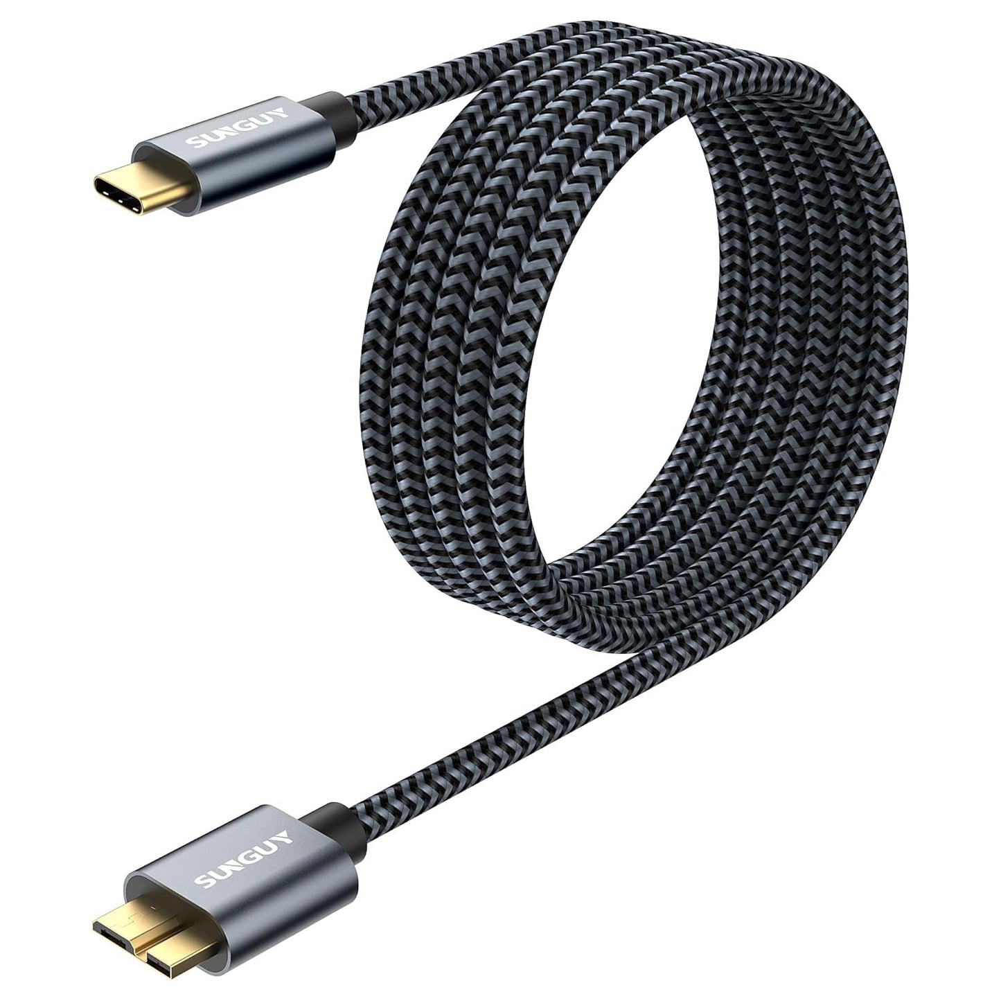SUNGUY 10Gbps Micro B to USB C Hard Drive Cable 6FT, USB 3.1 USB C to Micro B, High-Speed External Hard Drive USB C Cable for iPhone 16 15 Pro/Pro Max, MacBook Pro/Air, WD Toshiba Westgate Seagate