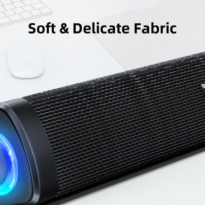 USB Computer Speakers,Computer Speakers with 3.5 mm aux,Wired USB Powered & Colorful LED Lights with Switch Button,Surround Sound Portable SoundBar for Monitor Laptop Phone(Black)