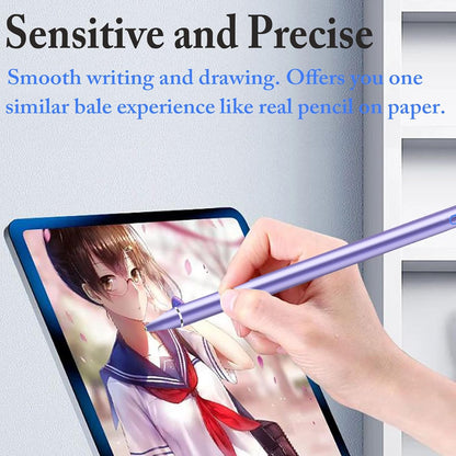 DOGAIN Active Stylus Pen for Touchscreen, iPad Pencil 1.5mm Fine Point Pen, Digital Pens Rechargeable for Tablet, Stylus Pens Compatible with iPad Air/Mini/Pro/Android/iPhone and Most Device - Purple