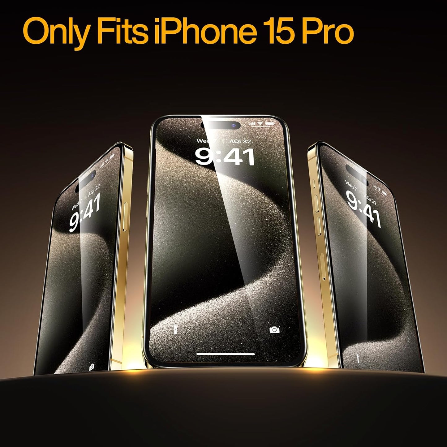 SMARTDEVIL 2 Pack Screen Protector for iPhone 15 Pro Tempered Glass, HD Clear Film, Easy Installation, Dust-Free & Bubble-Free