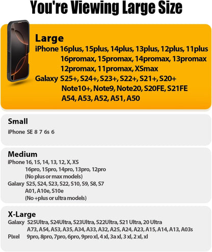 PiTau Holster for iPhone Pro Max & Plus 16, 15, 14, 13, 12, 11, 8, 7, 6, 6s, Xs Max, Cell Phone Case with Belt Clip ID Card Holder for Samsung Galaxy S25+ Note 10+, Fits with Otterbox, Black Large