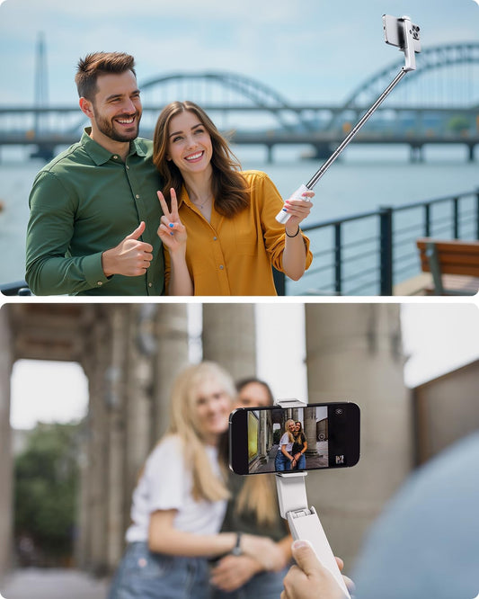 Viozon Portable Selfie Stick, Lightweight Extendable Stainless Steel Tube,All-in-One Compact Selfie Stick with Wireless Remote Compatible with 4-7" iPhone/Android Phones for Vlog/Travel/Filming, W