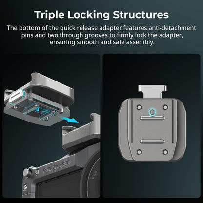 SmallRig HawkLock H18 Quick Release Support with Cold Shoe, Dual-Direction QR-Slide Cold Shoe Mount with Anti--Drop Pin & Silicone Pad, Load up to 1.8lb for LED Video Light, Microphone - 4500