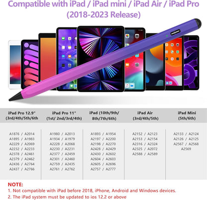 Stylus Pen for iPad 2018-2023 with Palm Rejection, Active Pencil for iPads 10th/9th/8th/7th/6th Gen, for iPad Pro 11/12.9 inch, for iPad Air 5th/4th/3th, for iPad mini 6th/5th Gen(Purple Rose Red)