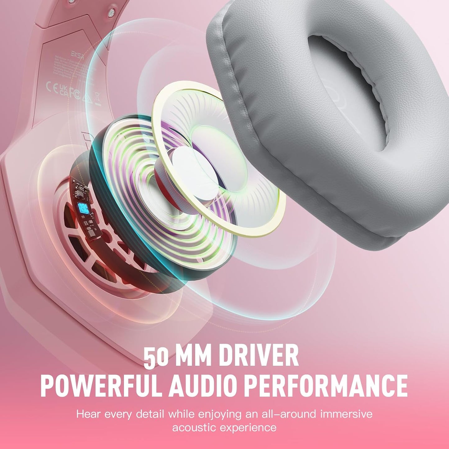 EKSA E1000 V2 Gaming Headset, PC Headset with USB C Plug, Wired Headphones with Noise Canceling Microphone, 7.1 Surround Sound, RGB Light, include USB Adapter for Computer,Mac, PS4/PS5 Console, Laptop