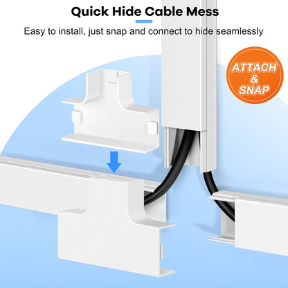 126in Cord Hider Kit, ZhiYo Wire Hiders for TV on Wall, Paintable Cable Management Kit, Wire Cover for Wall Mount TV, Grey Cable Raceway, Cord Cover Wall Wire Management Kit, 8xL15.7in W1.18in H0.67in