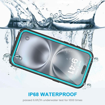 Lanhiem for iPhone 16 Plus Case, IP68 Waterproof Dustproof Shockproof Cases with Built-in Screen Protector, 360 Full Body Heavy Duty Rugged Phone Cover for iPhone 16 Plus - 6.7 inch (Blue)