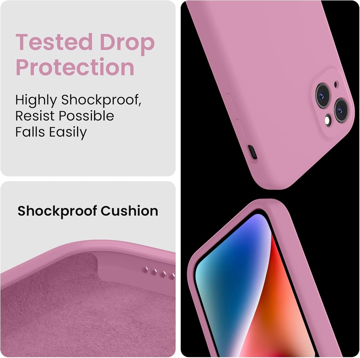 FireNova Designed for iPhone 13 Case, Silicone Upgraded [Camera Protection] Phone Case with [2 Screen Protectors], Soft Anti-Scratch Microfiber Lining Inside, 6.1 inch, Lilac Purple