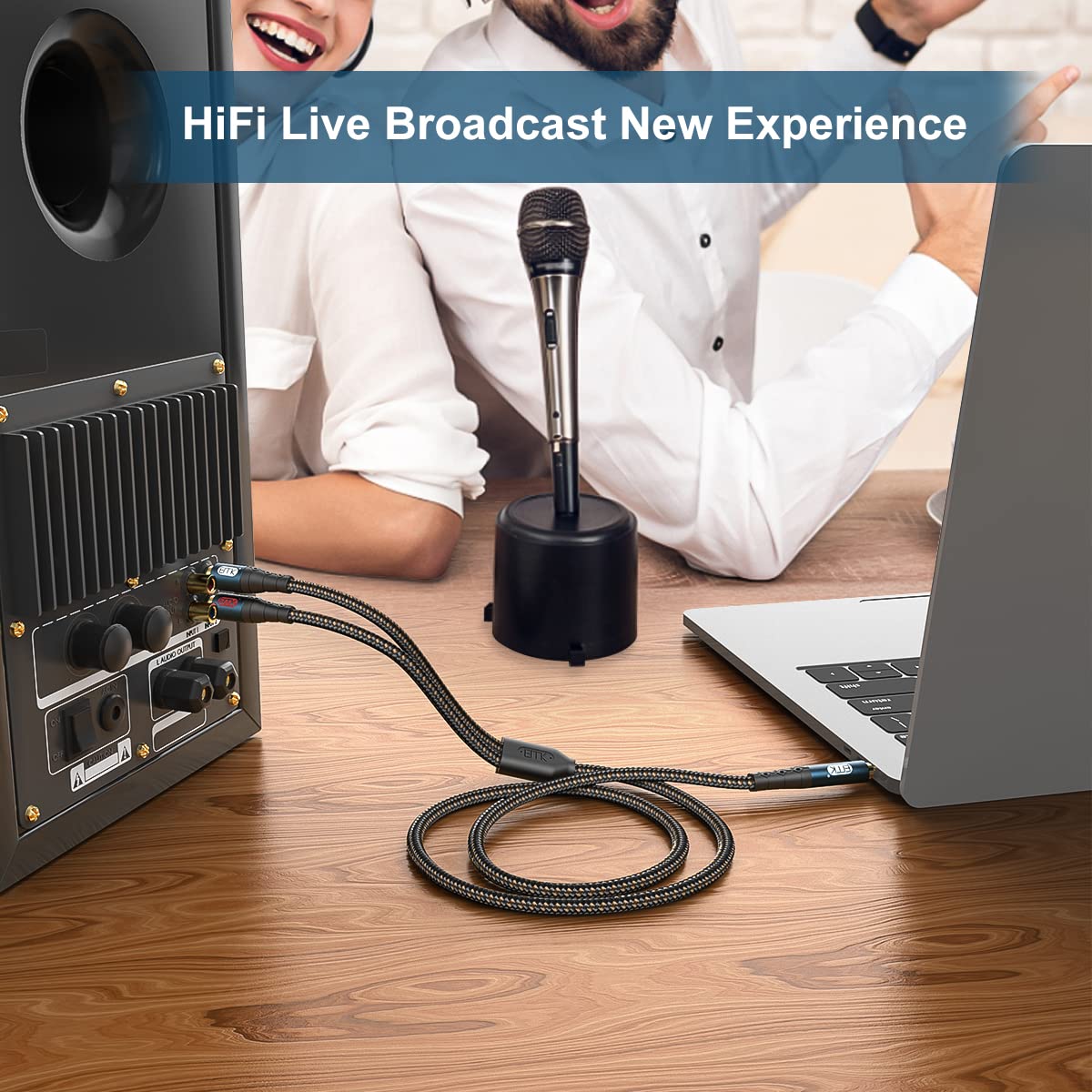 EMK 3.5mm to 2RCA Cable 24K Gold-Plated Nylon Braided RCA to Auxiliary Stereo Audio Headphone Male to Male 1/8 to RCA Cord for Tablet,Subwoofer,Home Theater,DVD Speaker,MP3/MP4,Player 6.6ft/2m