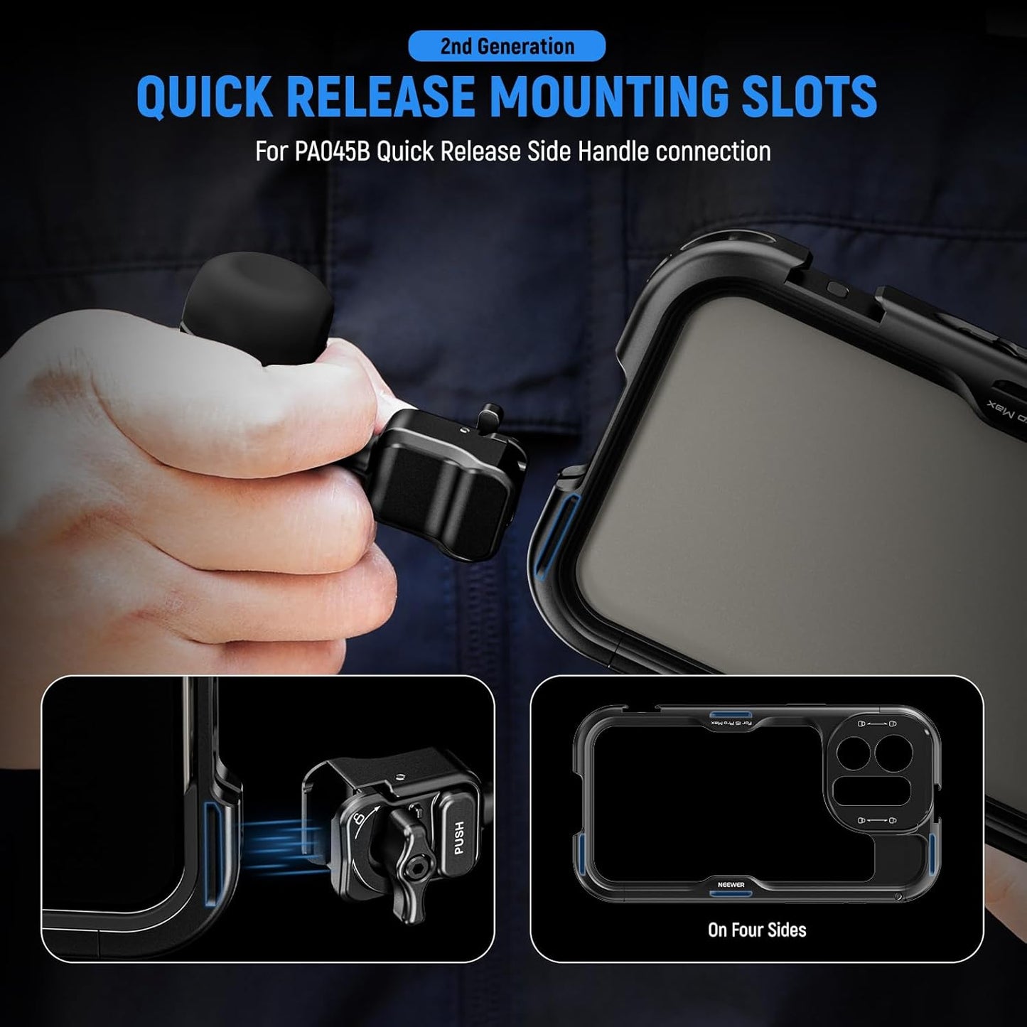 NEEWER 15 Pro Cage [2nd Gen], Video Rig Phone Stabilizer with Quick Release Side Handle, 67mm Filter Adapter, 17mm Lens Backplate, T Mount Lens Adapter Compatible with Moment, PA043+PA045B