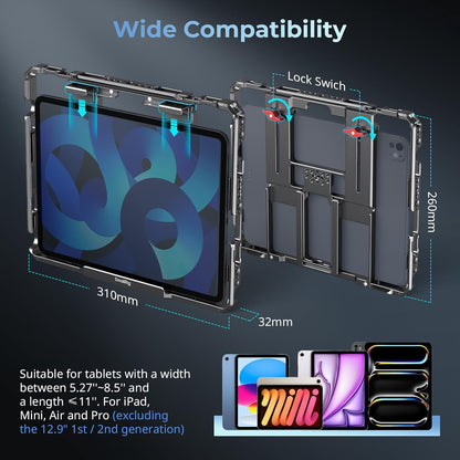 SMALLRIG Universal Metal Cage for iPad, Tripod Mount Adapter Monitor Fits for iPad Pro 12.9, Air, Mini and More, with 1/4"-20, 3/8"-16 Holes, Cold Shoe Mount - MD5059