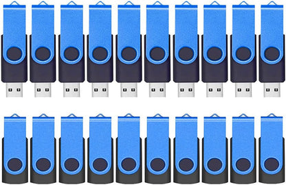 ABLAZE Flash Drives 2GB 20 Pack, USB 2.0 Thumb Drive Bulk with Lanyards Swivel Memory Stick U Disk 2GB Pendrive USB Pack (Blue)
