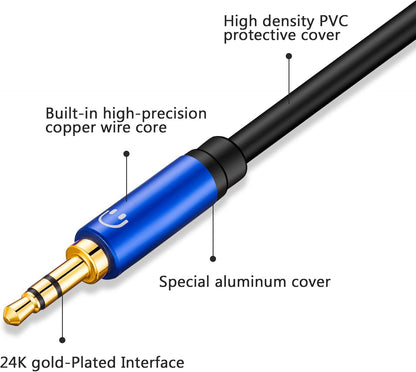 Tan QY Headphone Splitter 5FT,3.5mm Female to 2 Dual 3.5mm Male Headphone Mic Audio Y Splitter Cable Smartphone Headset to PC Adapter (5Ft/1.5M, Blue)