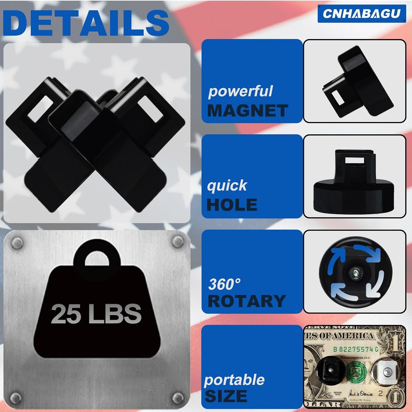 Magnet Zip Tie Mount Magnetic Zip Ties Mount 25LBS Strong Multipurpose Wire Cable Holder Mount Wire Clips Management for Home Office Marine Electrical Wiring (Black, 12 Piece)