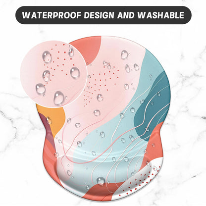 ITNRSIIET Ergonomic Mouse Pad with Gel Wrist Support Small Wrist Rest Smooth Surface Non-Slip PU Base Comfortable Office Supplies Pain Relief, 8.7 x 7.2 inches, Art Style Pattern