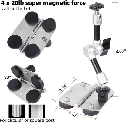 Magnetic Phone Fence Post Mount + Fence Clip Kit for Gamechanger for Mevo Start, GoPro, iPhone, DJI Osmo Pocket 3 and Action Cameras, for Recording Baseball,Softball and Tennis Games