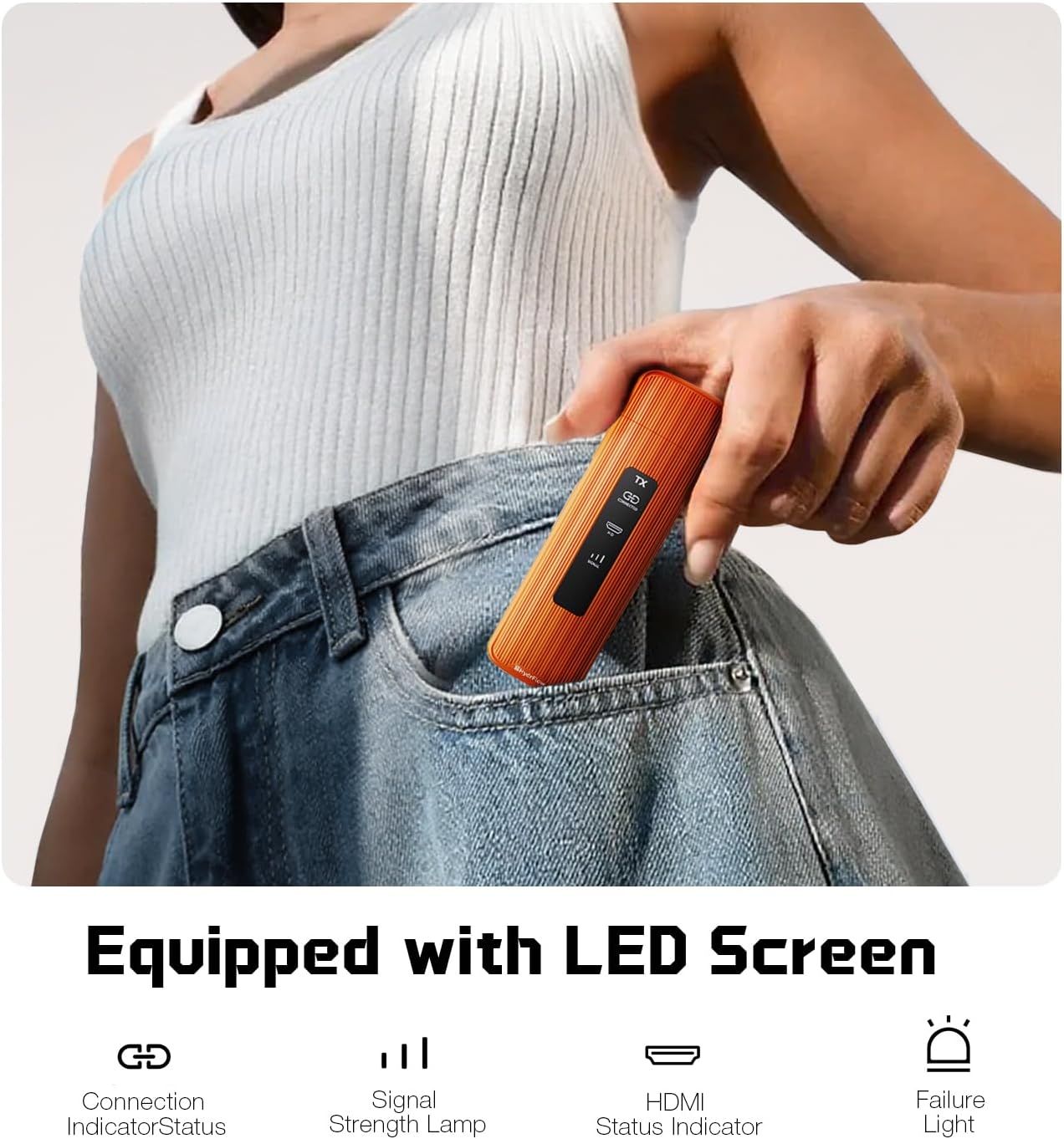 Wireless HDMI Transmitter and Receiver, Plug & Play HDMI Wireless Transmitter and Receiver for Streaming Video and Audio to Monitor from Phone