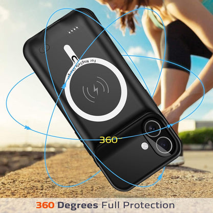 Battery Case for iPhone 16, Upgraded 10000mAh Ultra-Slim Rechargeable Portable Extended Battery Pack Support Qi Wireless Charging Case Compatible with iPhone 16 (6.1 inch) Charger Case Cover(Black)