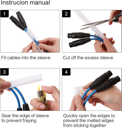 Alex Tech 10ft - 1/2 inch Cord Protector Wire Loom Tubing Cable Sleeve Split Sleeving for USB Cable Power Cord Audio Video Cable - Protect Cat from Chewing Cords - White