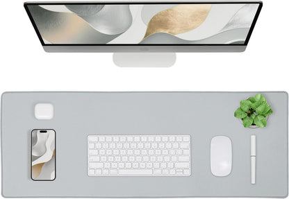 ALOANES Waterproof Mouse Pad with Durable Stitched Edge, XL Gaming Keyboard Pad, Non-Slip Rubber Base Mouse Mat, Extended Desk pad for Gamer, Office & Home, Gray Mousepad 31.5''x 11.8''x 0.12''