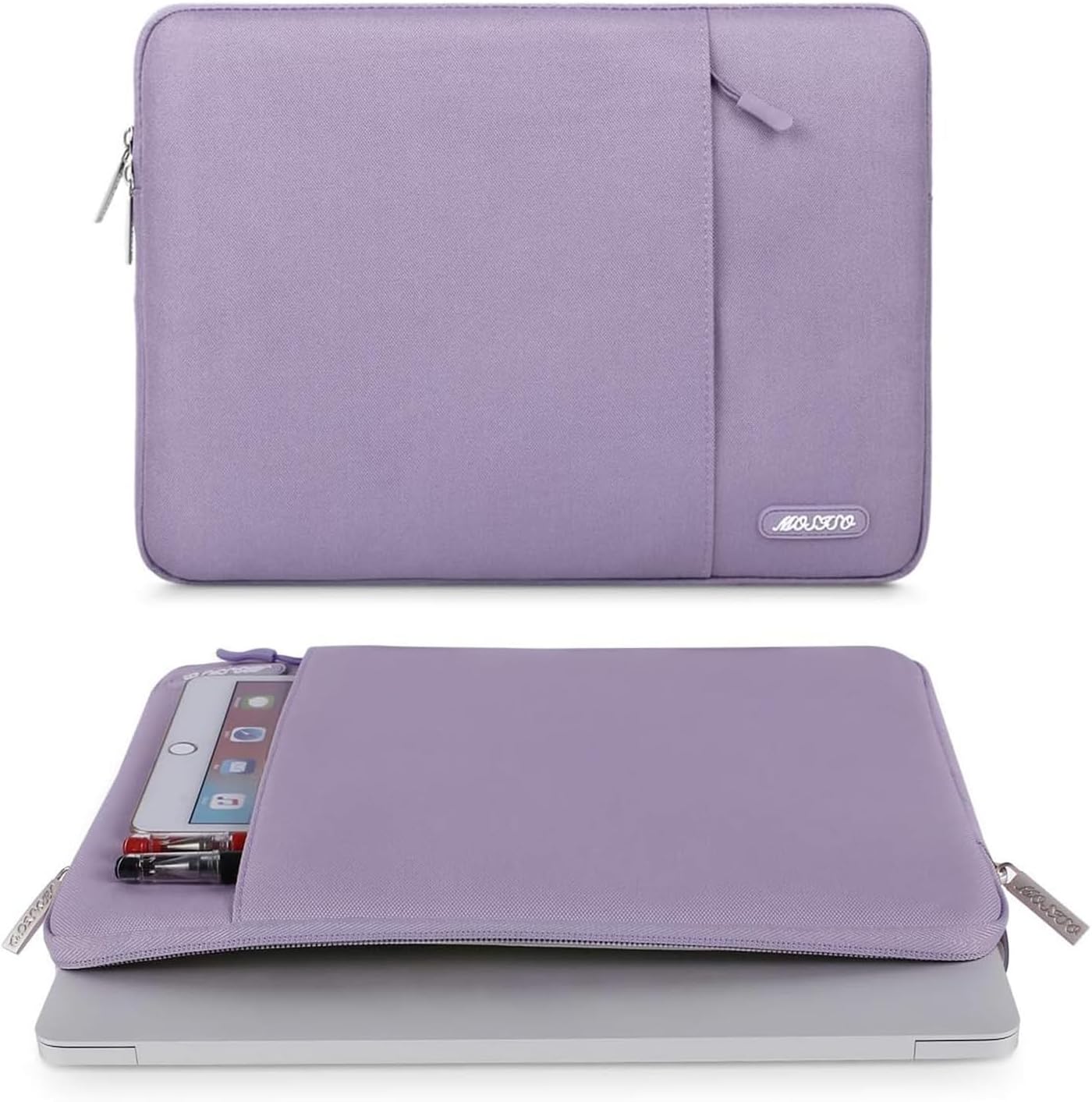 MOSISO Laptop Case 15 inch, 15 inch Laptop Sleeve Compatible with MacBook Air 15 M4 A3241 M3 A3114 M2 A2941 2025 2024 2023,Dell XPS 15,Polyester Vertical Computer Sleeve Bag with Pocket, Purple