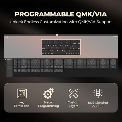 WK84 USB-C Wired Wooden Mechanical Keyboard, 75% Layout 84 Keys, RGB Backlit, Hot-Swappable Green Switches, QMK/VIA Programmable, for Gaming & Typing