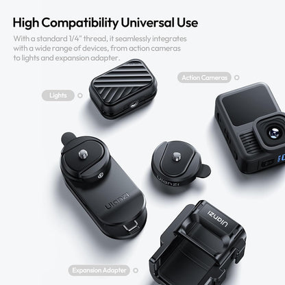 ULANZI CK01 Cka Quick Release Base Set Camera Accessories, Quick Setup Kit with 1/4'' Screw for GoPro DJI Insta360 AKASO Action Cameras, Small Camera and Lights Super-Quick Switching