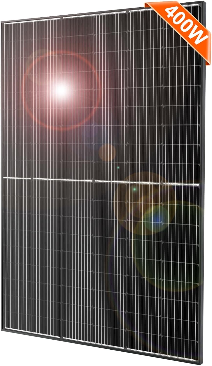 DOKIO 400W Monocrystalline Solar Panel 12/24V, 3 m MC4 Cable for Yard/Garden - Shed/Patio/Greenhouse Power, Off-Grid Battery Charging, 12V Parallel Wiring Recommended, Easy to Route