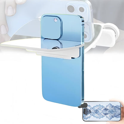 Mirror Effect Lens, Smartphone Camera Mirror Reflection Clip Kit Phone Camera Shooting Reflection Mirror Adjustable HD Glass Smartphone Photography Flip Mirror for All Phones (White)