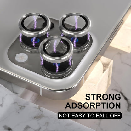 Choiche Compatible for iPhone 16 Pro/iPhone 16 Pro Max Camera Lens Protector, 9H Tempered Glass Camera Cover Screen Protector Metal Ring Decoration Accessories (Titanium Natural)