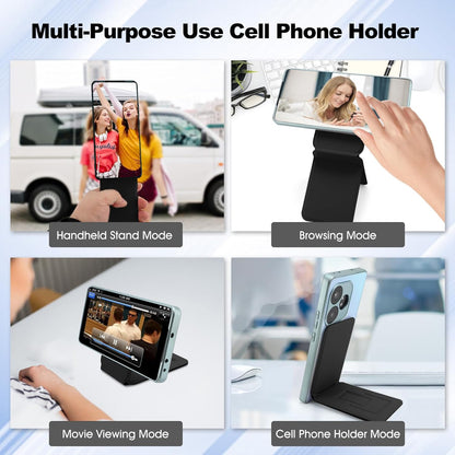 Phone Stand, Foldable Magnetic Phone Tripod, Angle Adjustment & Strong Magnets PU Leather Phone Stand, Compatible with All Smart Phone 16/15/14/13/12 (Black)