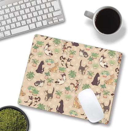 Hokafenle Cute Cats Pattern Mouse Mat - Square Waterproof Non-Slip Rubber Base Mouse Pad for Office, Laptop, Women, Kids