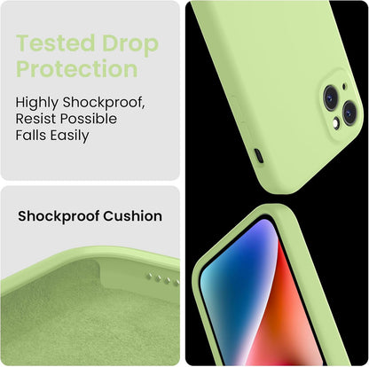 FireNova Designed for iPhone 13 Case, Silicone Upgraded [Camera Protection] Phone Case with [2 Screen Protectors], Soft Anti-Scratch Microfiber Lining Inside, 6.1 inch, Tea Green