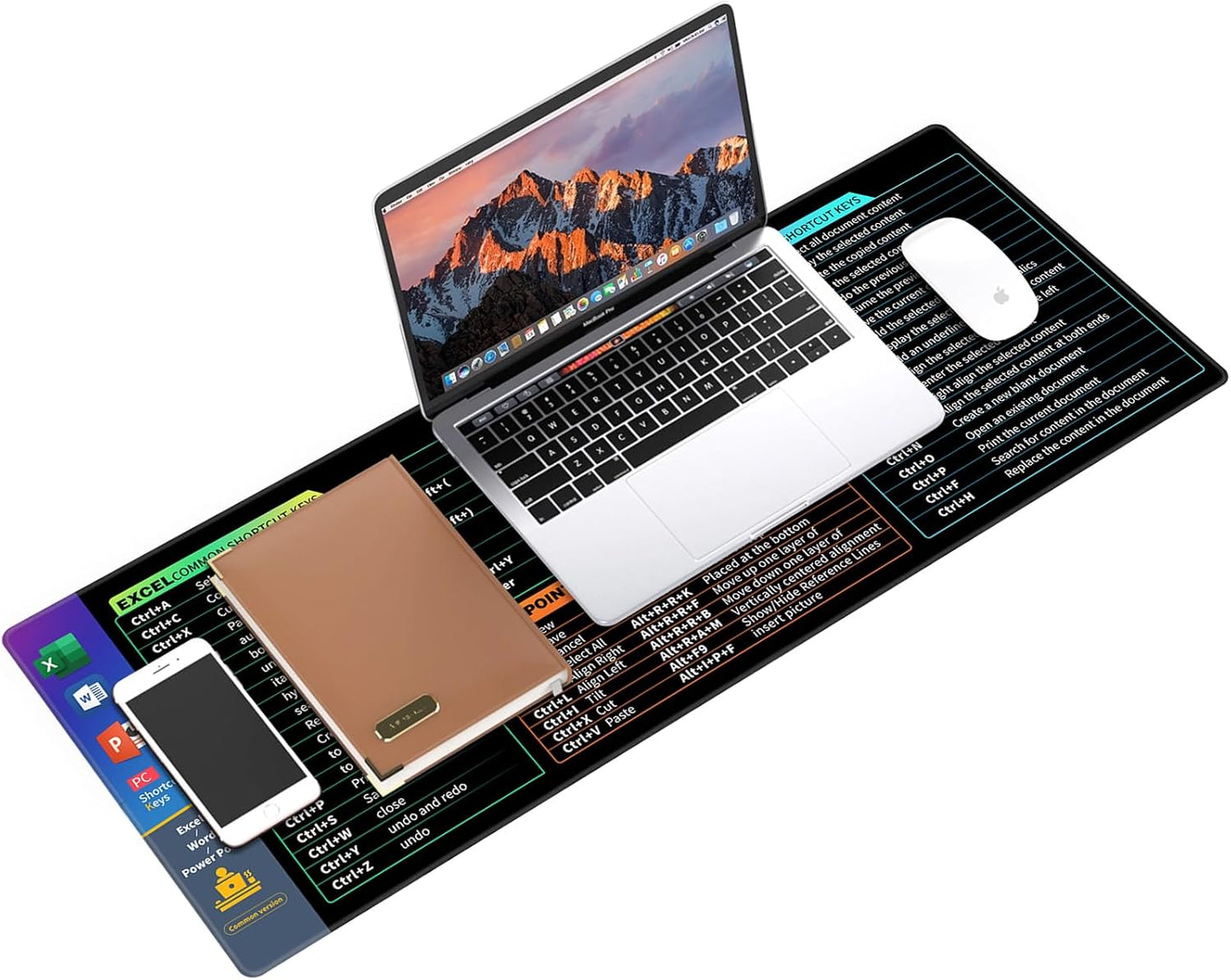 Galdas Gaming Mouse Pad XXL XL Large Long Extended Big Mousepad Non-Slip Rubber Keyboard Desk Pad with Stitched Edges for Laptop Home Office (31.5x11.8x0.08 Inch) … (Shortcut Keys1)