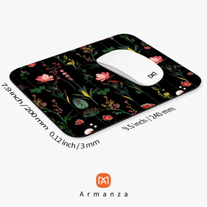 Square Mouse Pad Blooming Botanical Flowers,Personalized Premium-Textured Custom Mouse Mat Design,Washable Mousepad Cloth,Non-Slip Rubber Base Computer Mouse Pads for Wireless Mouse