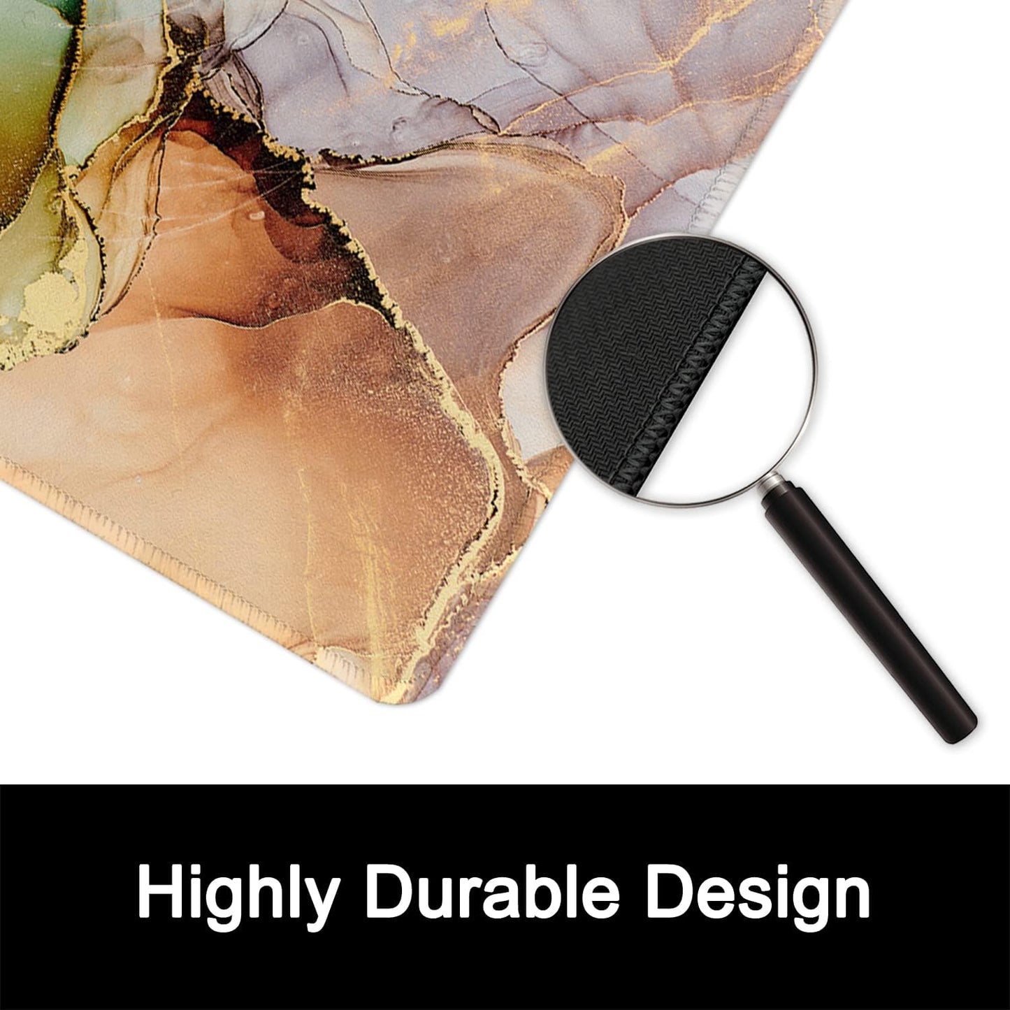 ITNRSIIET Mouse Pad with Stitched Edge Premium Textured Smooth Precise Operation Waterproof Washable Non-Slip Rubber Base Desktop Protection Mat, 10.2×8.3×0.12 inches, Abstract Texture