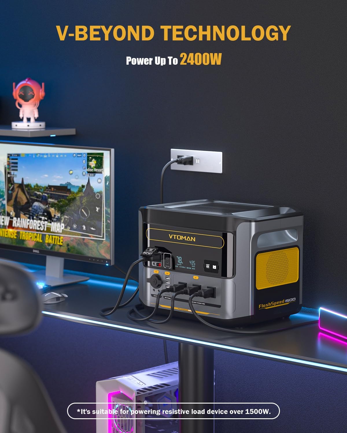 VTOMAN FlashSpeed 1500 Portable Power Station with 200W Pro Solar Panel - 1548Wh/1500W(3000W Peak) Solar Generator with LiFePO4 Battery, 100W USB-C, 60 Min Fast Charging 0-80% for Camping, Backup