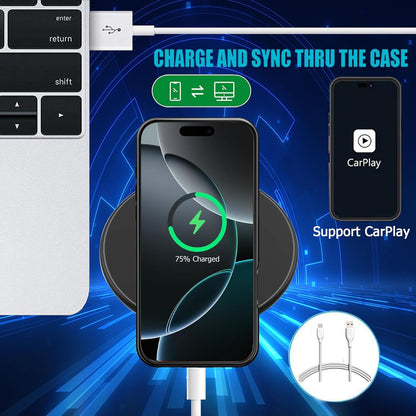 Battery Case iPhone 16 Pro, Upgraded 10000mAh Rechargeable Portable Extended Battery Pack Supported Qi Wireless Charging Case Compatible with iPhone 16 Pro (6.3 inch) Charger Power Bank (Black)