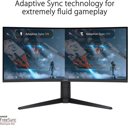 ASUS TUF Gaming 34” 1440P 1500R Curved Monitor (VG34VQL3A) - QHD (3440 x 1440), 180Hz, 1ms, Extreme Low Motion Blur, Freesync Premium Pro, 125% sRGB, DisplayHDR 400, Height Adjustable, 3 year warranty