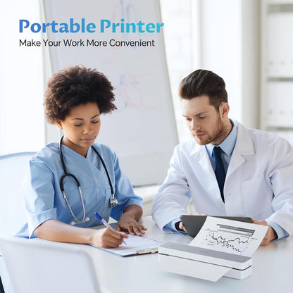 iDPRT Portable-Printer Wireless for Travel, 300DPI Inkless Thermal Small Printers for Home Use, Office, Vehicles, Mobile Bluetooth Printer Supports 8.5" x 11" US Letter, for Smartphone & PC,White Gray